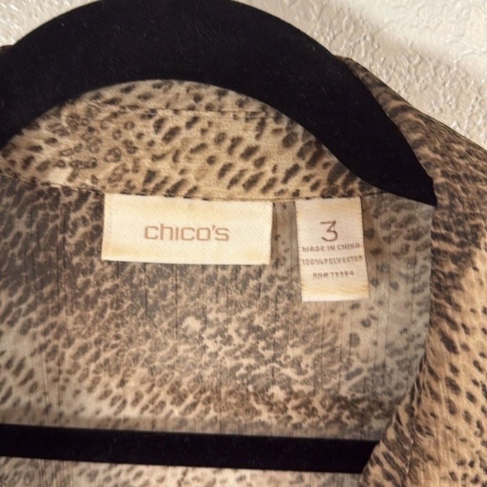 Chico's Brown Patterned Sheer Blouse - image 3